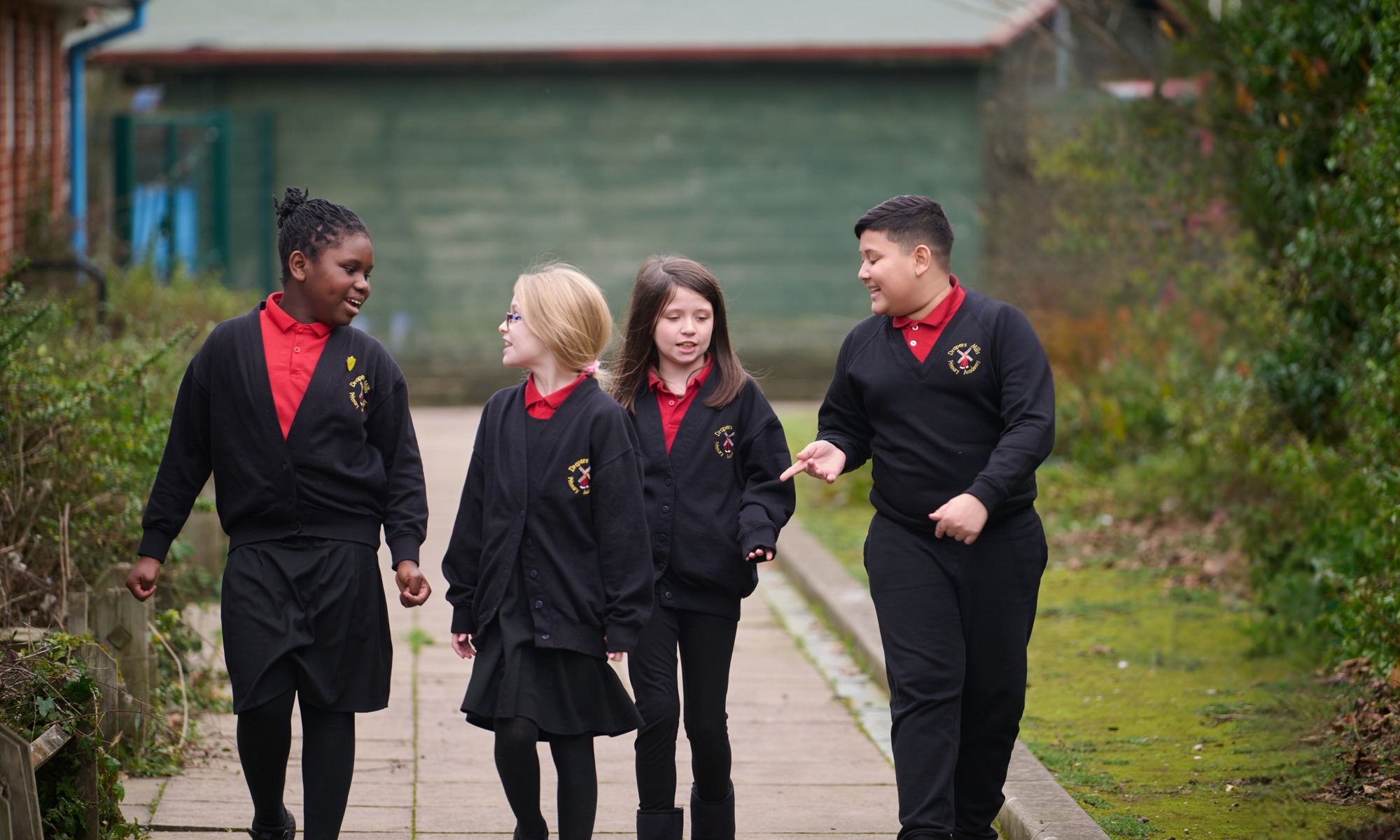Group of children walking outside